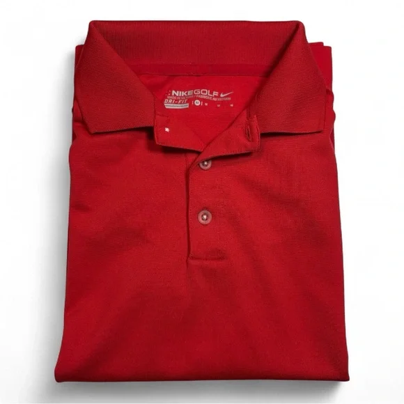 Boys Nike Golf Dri-Fit Red Polo Shirt - Picture 3 of 4